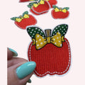 Apple Patch with Bow – Cute Teacher Embroidered Iron-On Patch | Polka Dot Bow Apple | Back to School Gift | Teacher Appreciation