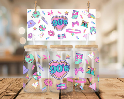 90's Theme, UV DTF 16 oz wrap, 90's kid, pastel (901)